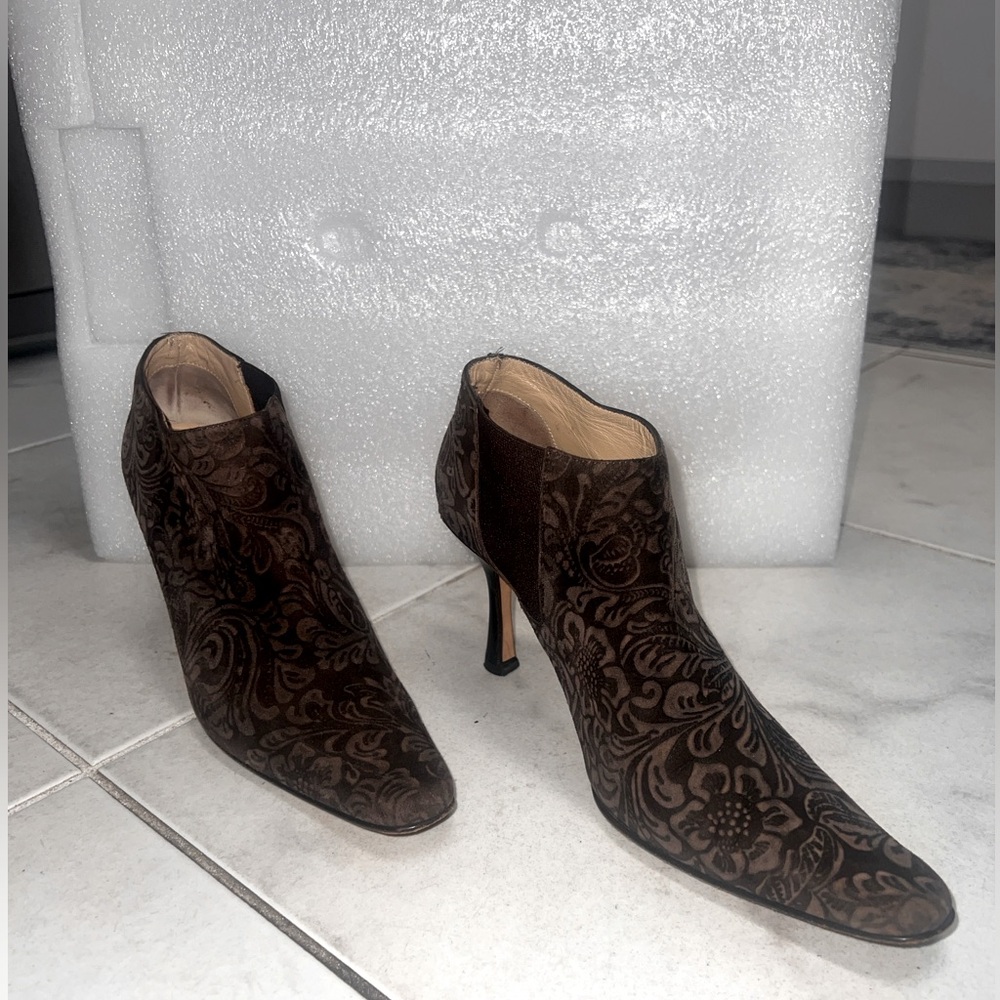 Isaac Mizrahi - Suede and Embroidered Ankle Booties
